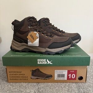 Eddie Bauer Men's Dark Brown Leather Hiking Boots